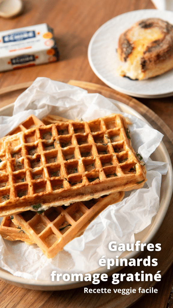 GAUFRES ÉPINARDS ET FROMAGE GRATINÉ